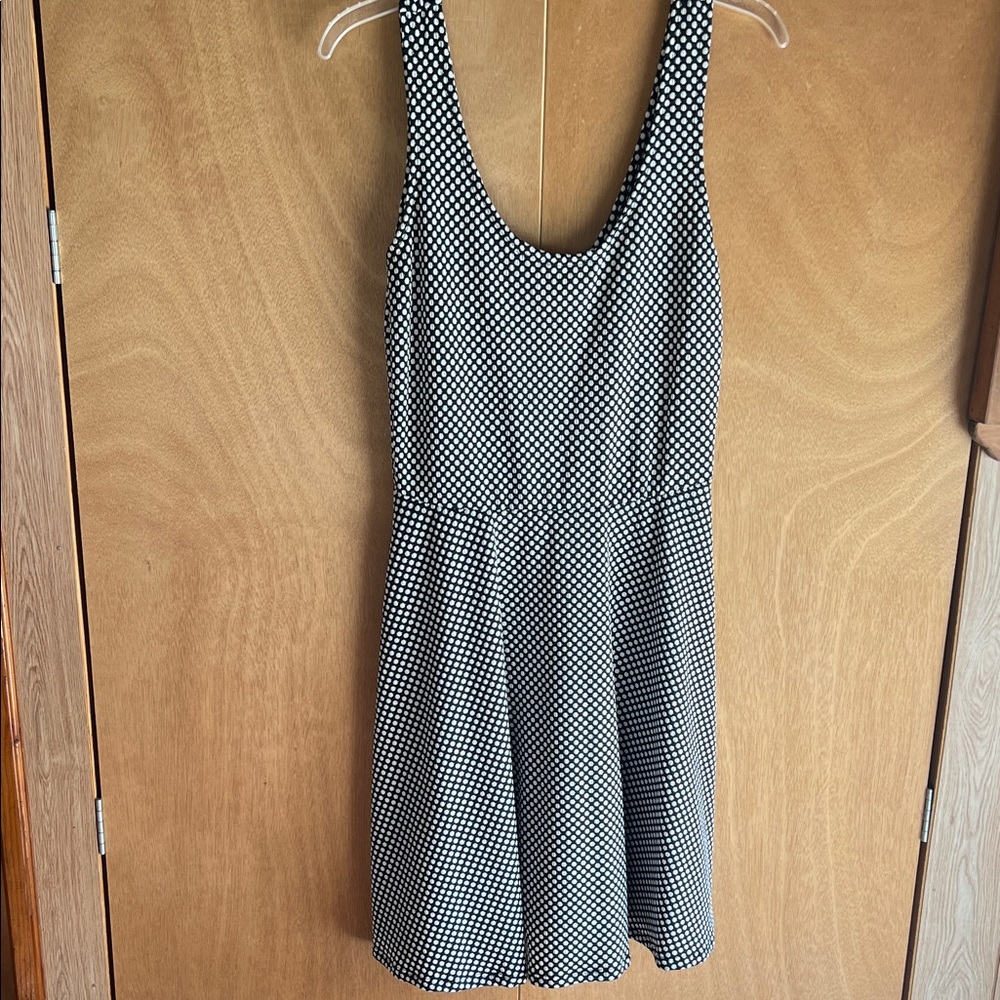 Bobbie Brooks Black and White Polka Dot Sleeveless Fit-and-Flare Dress